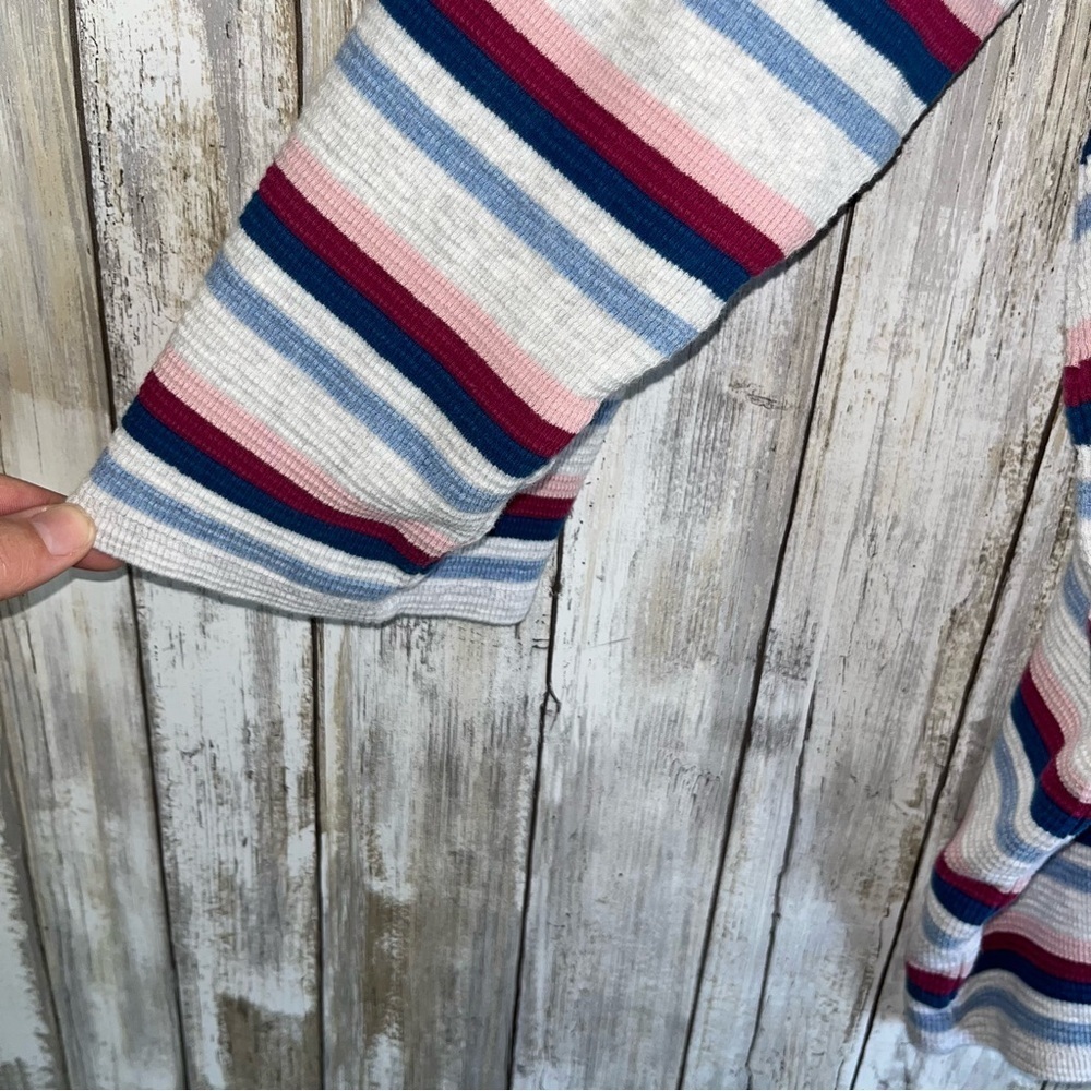 J. Jill Boat Neck Blue, Pink, & Red Striped Sweater - Picture 4 of 5